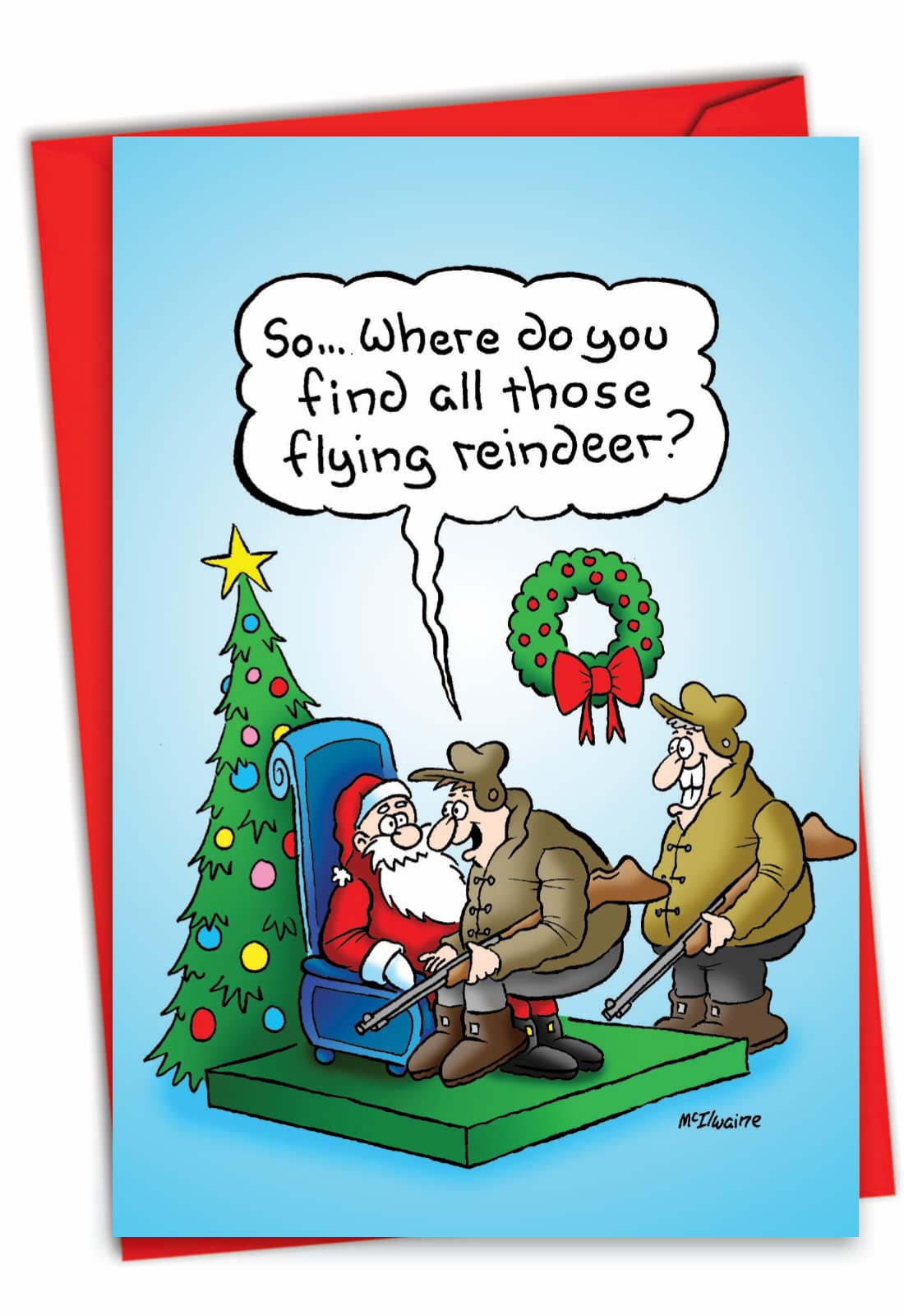 Amazon | ハンターFlying ReindeerクリスマスJoke Greeting Card 1